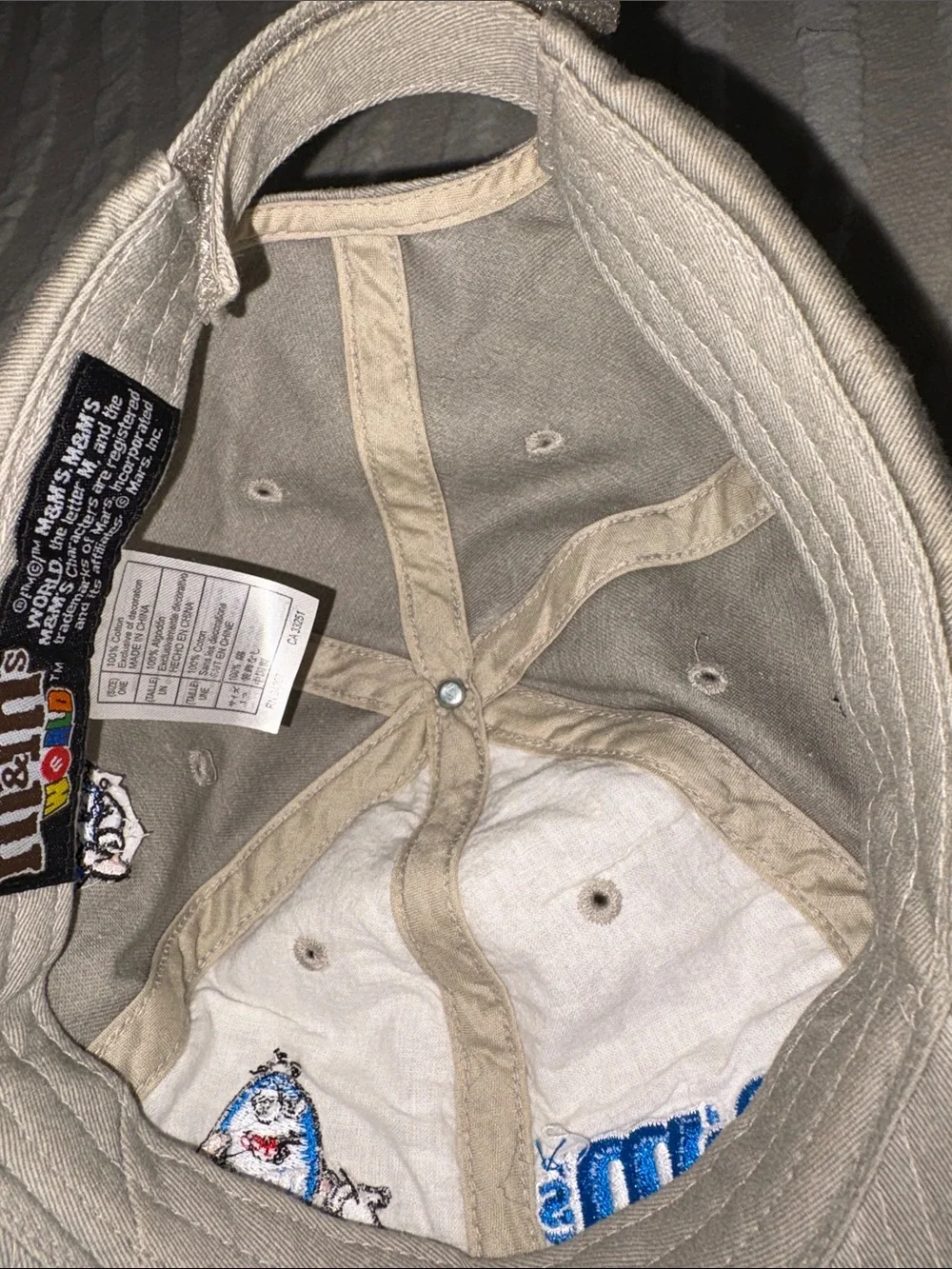 M&M'S Gray Baseball Cap with Blue M&M Character Embroidery